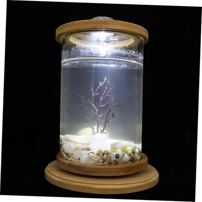 Garneck 1 Set Rotating Fish Bowl Unique Desktop Aquarium Tank with Phyllostachys Pubescens Frame for Home and Office Decor for Gardens and Craft Displays