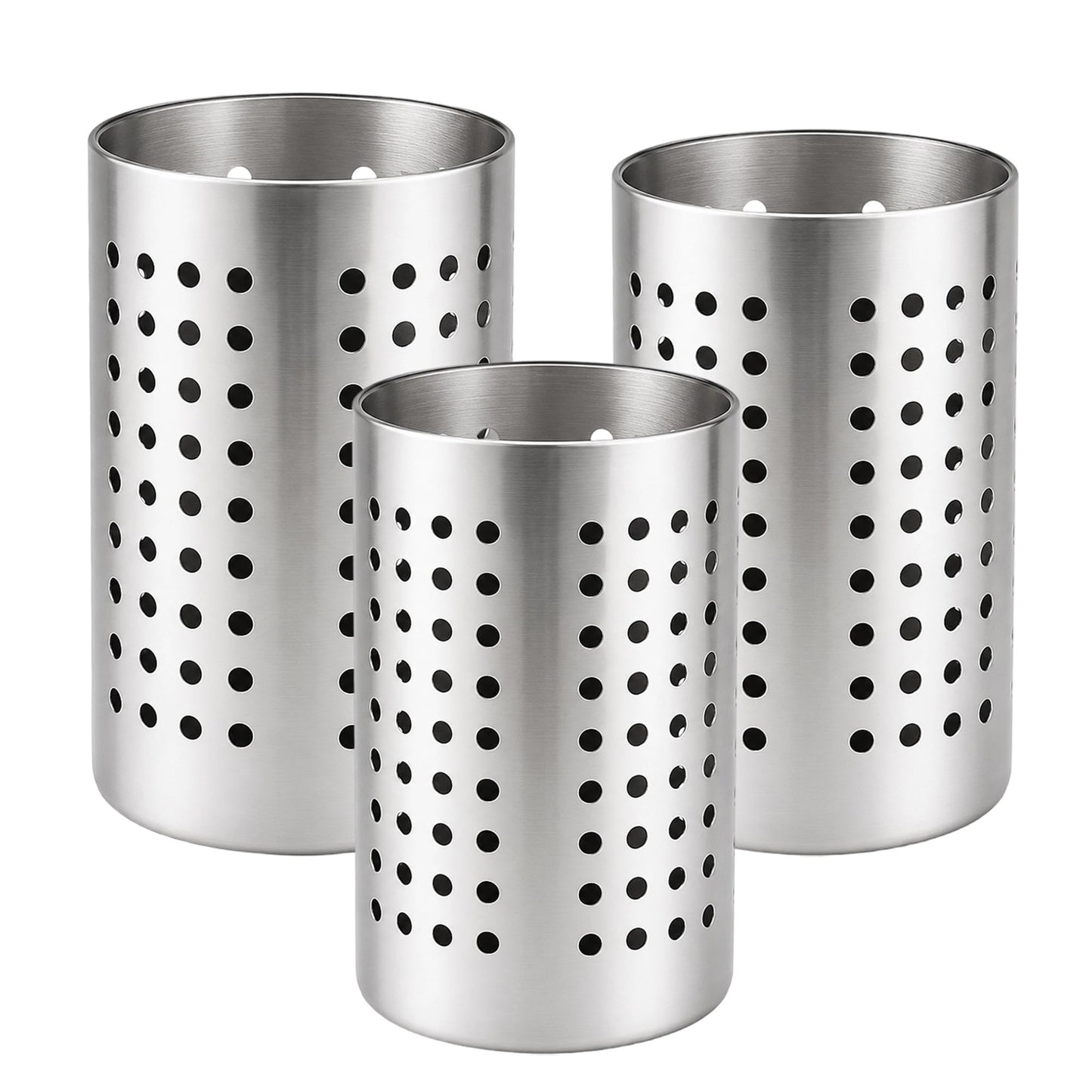 ZLMTZDJD 3PCS Black Stainless Steel Utensil Holder and Utensil Drying Holder, as a Kitchen Countertop Organizer and Silverware Drainer for Daily Home Use