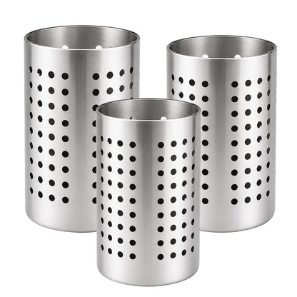 ZLMTZDJD 3PCS Black Stainless Steel Utensil Holder and Utensil Drying Holder, as a Kitchen Countertop Organizer and Silverware Drainer for Daily Home Use