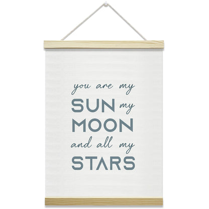 mermermu You are My Sun My Moon and All My Stars Poster Hanger Frame, Positive Posters Canvas Wall Art for Home Nursery Living Room Kids Bedroom Decor, 12x16 Inches -024
