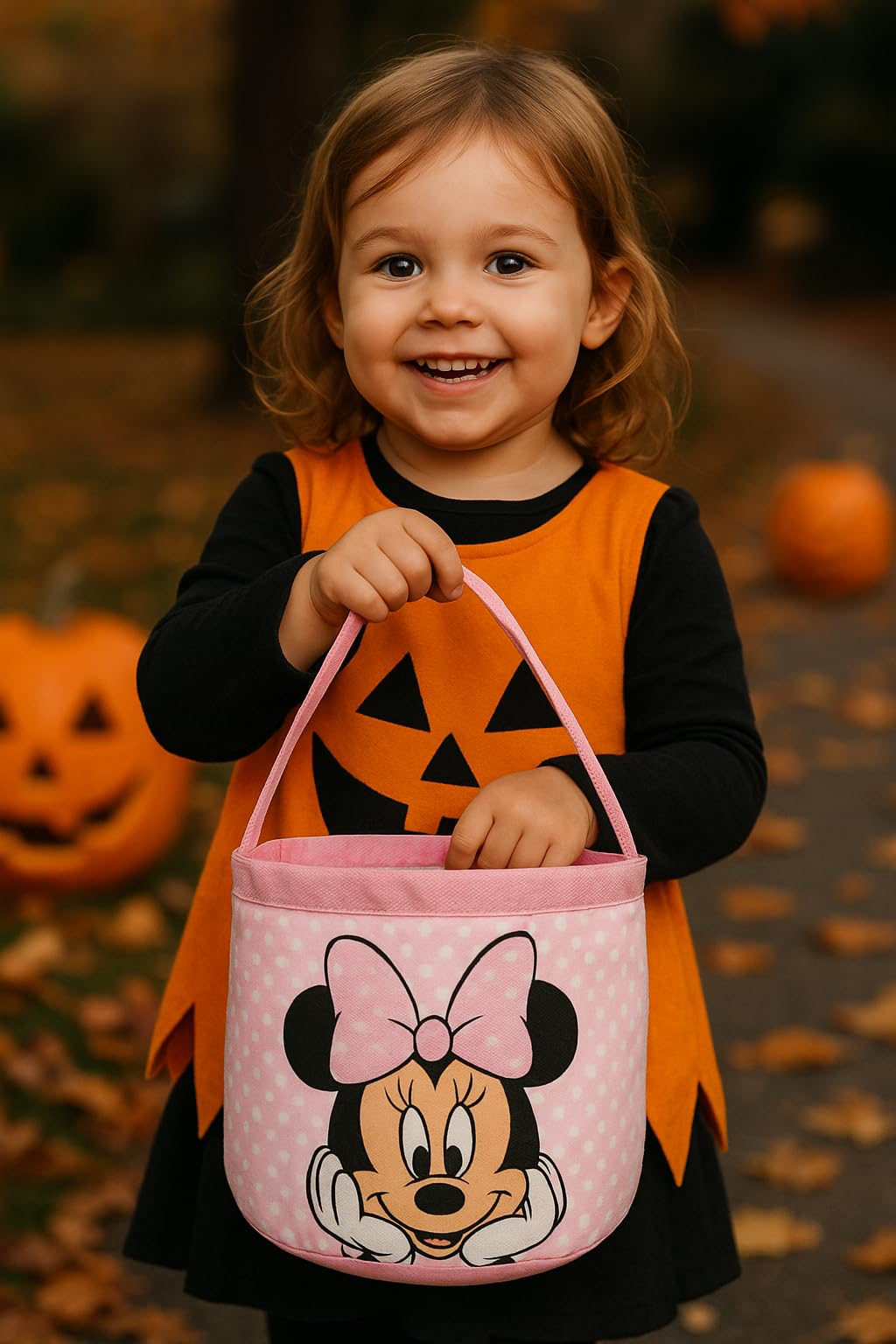 Disney Minnie Mouse Tote Bag for Kids | Collapsible Halloween Trick or Treat Bag, Candy Tote, and Reusable Easter Basket | Minnie Mouse Travel Tote, Shopping Bag, or Party Carryall | Ages 3+