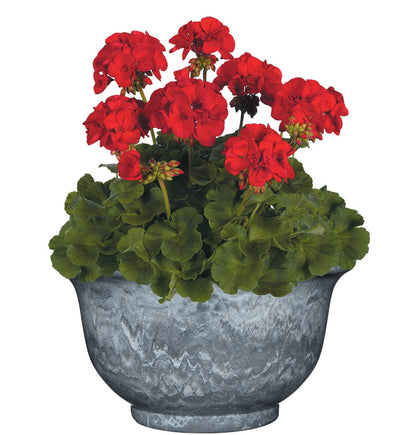 Classic Home and Garden Venetian Deep Bowl 12.5" Planter, Gray Granite