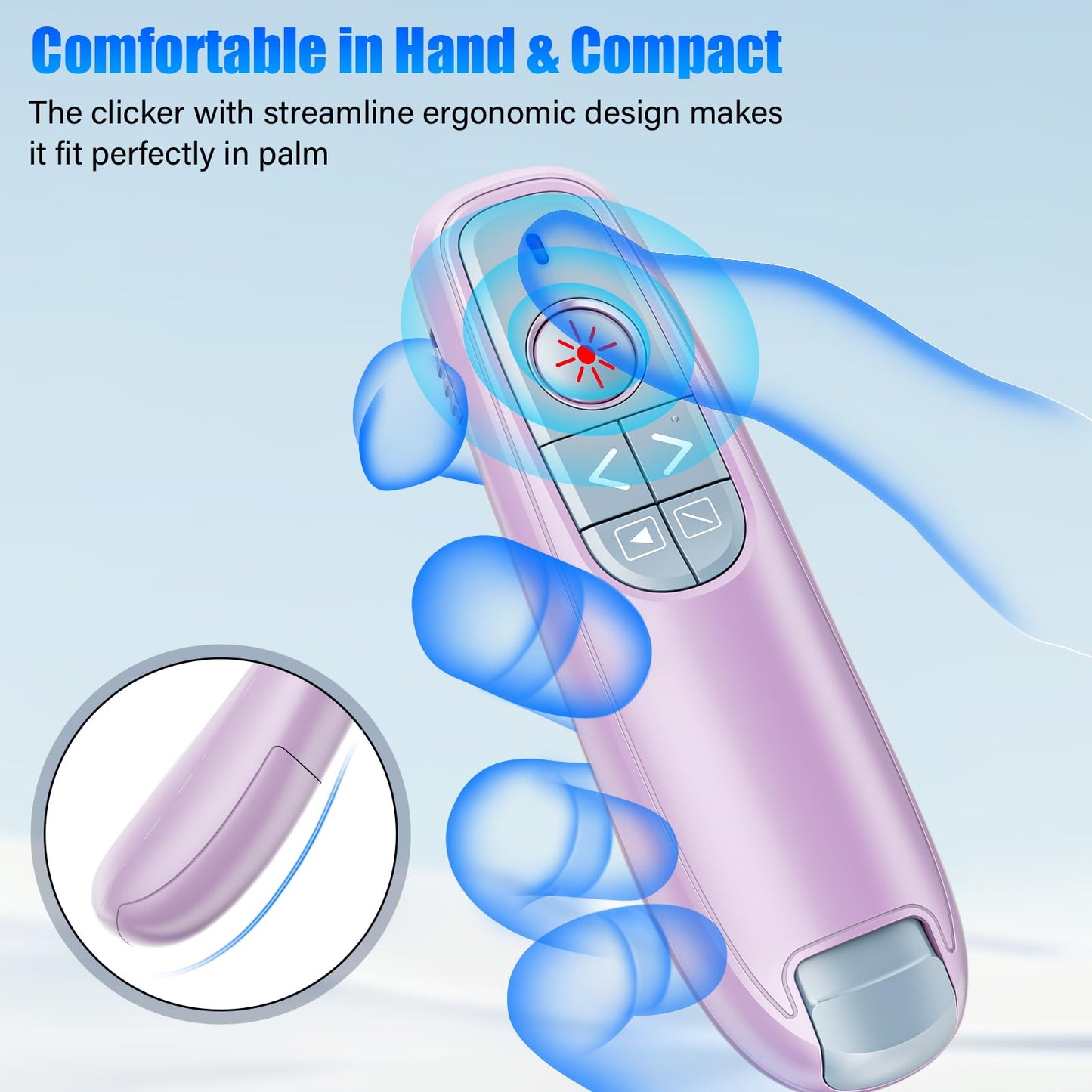 Presentation Clicker Wireless Presenter Remote Clicker, USB C PowerPoint Clicker for Presentation with Clicker, RF 2.4GHz Computer Presenter Clicker Slide Advancer for Mac