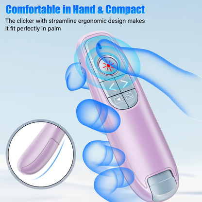 Presentation Clicker Wireless Presenter Remote Clicker, USB C PowerPoint Clicker for Presentation with Clicker, RF 2.4GHz Computer Presenter Clicker Slide Advancer for Mac