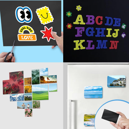 Magnetic Sheets with Adhesive Backing,8.5" x 11"(Pack of 8),30 mil Thick Cuttable Flexible Magnet Sheets for DIY Crafts,Photos and Stickers,Magnetic Paper Sheets with Strong Self Adhesive