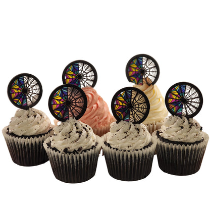 The Laughing Peach Wednesday Birthday Party Decor, Wednesday Window Cupcake Topper 12 Pack, Wednesday's Ophelia Hall Inspired Cupcake Topper