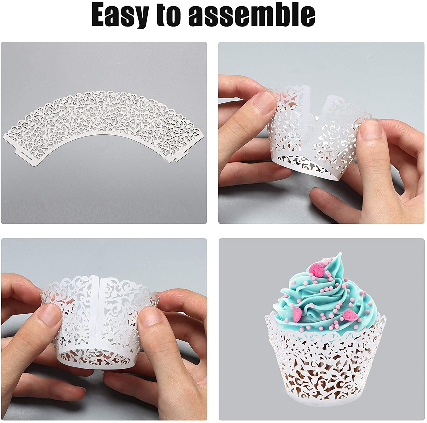 Worldoor 60Pcs Cupcake Wrappers Artistic Bake Cake Paper Filigree Little Vine Lace Laser Cut Liner Baking Cup Wraps Muffin CaseTrays for Wedding Party Birthday Decoration (Sage Green)