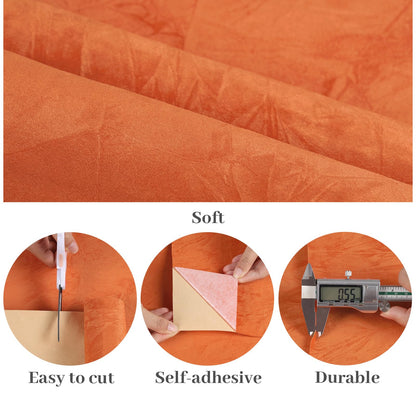 VaryPaper 15.7"x78.7" Orange Crushed Velvet Fabric Self Adhesive Flocking Contact Paper for Cabinets Dresser Soft Felt Drawer Liner Jewelry Box Liner Velvet Wallpaper Peel and Stick for Nursery Crafts