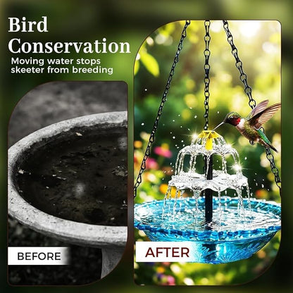 Solar Cascade Hanging Bird Bath Fountain, 2026 Upgraded Hanging Bird Bath with Flowing Water for Outdoors Garden Patio Backyard Lawn Decor (Purple)