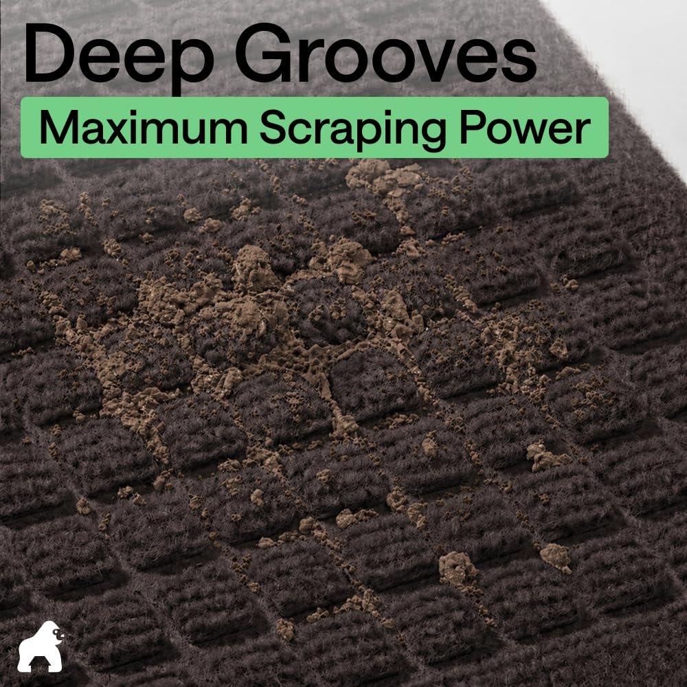 GORILLA GRIP® Ultra Absorbent Front Door Mat Outside Entrance 72x24, Traps Dirt and Moisture, HydroABSORB Indoor Outdoor Doormat Holds Up to 2.75 Cups Water, Stain & Fade Resistant Welcome Mat Coffee
