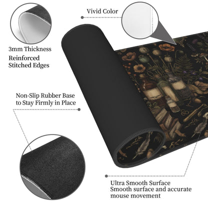 Mysterious Magic Skull Gaming Mouse Pad Large Extended Desk Mat Non-Slip Rubber Base Keyboard Pad with Stitched Edges for Office Gaming 31.5x11.8 in