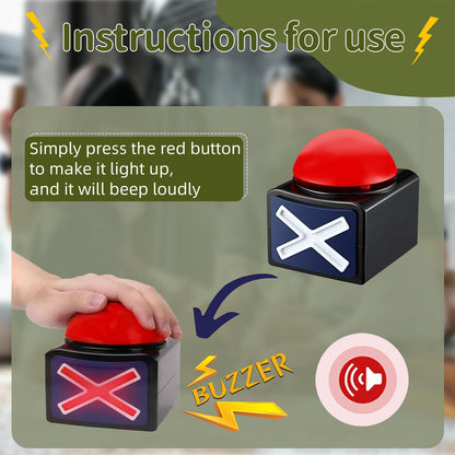 Yeffxior 4 Pack Game Buzzer with Lights and Alarm Sound Party Contest Sound Button Toy Buzzer for Game Shows, Trivia Quizzes and Family Talent Shows