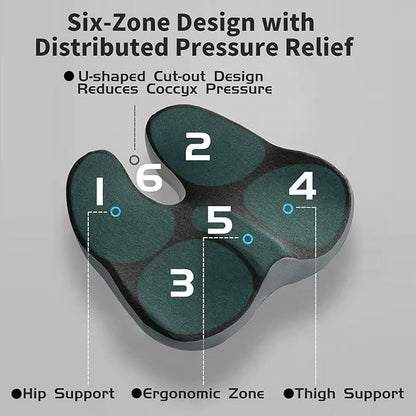 Pressure Relief Seat Cushion for Long Sitting Hours on Office/Home Chair, Car, Wheelchair - Extra-Dense Memory Foam for Hip, Tailbone, Coccyx, Sciatica-Black (Dark Edge)