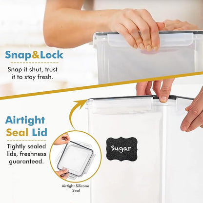 Shazo 2 PC (9.5L | 321 Oz) Extra Large Bulk Food Storage Containers with Airtight Lids for Flour, Sugar, Rice, Cereal & Pasta - Leakproof, BPA-Free Plastic Canisters for Kitchen & Pantry Organization