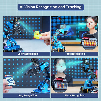 LewanSoul Robotic Arm AI Vision Voice Control for Arduino Scratch Python 6DOF Smart Robot Arm STEM Project Educational Robot & Engineering Kits, Science/Coding/Programming Set, xArmAI Standard Kit