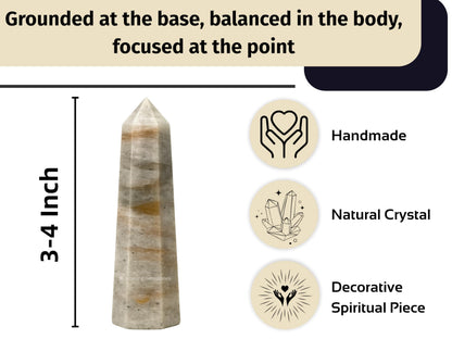 Amazing Gemstone Chrysoberyl Cats Eye Crystal Towers - Natural Healing Crystal Point Obelisk for Reiki Healing and Crystal Grid (3" to 4" INCH)