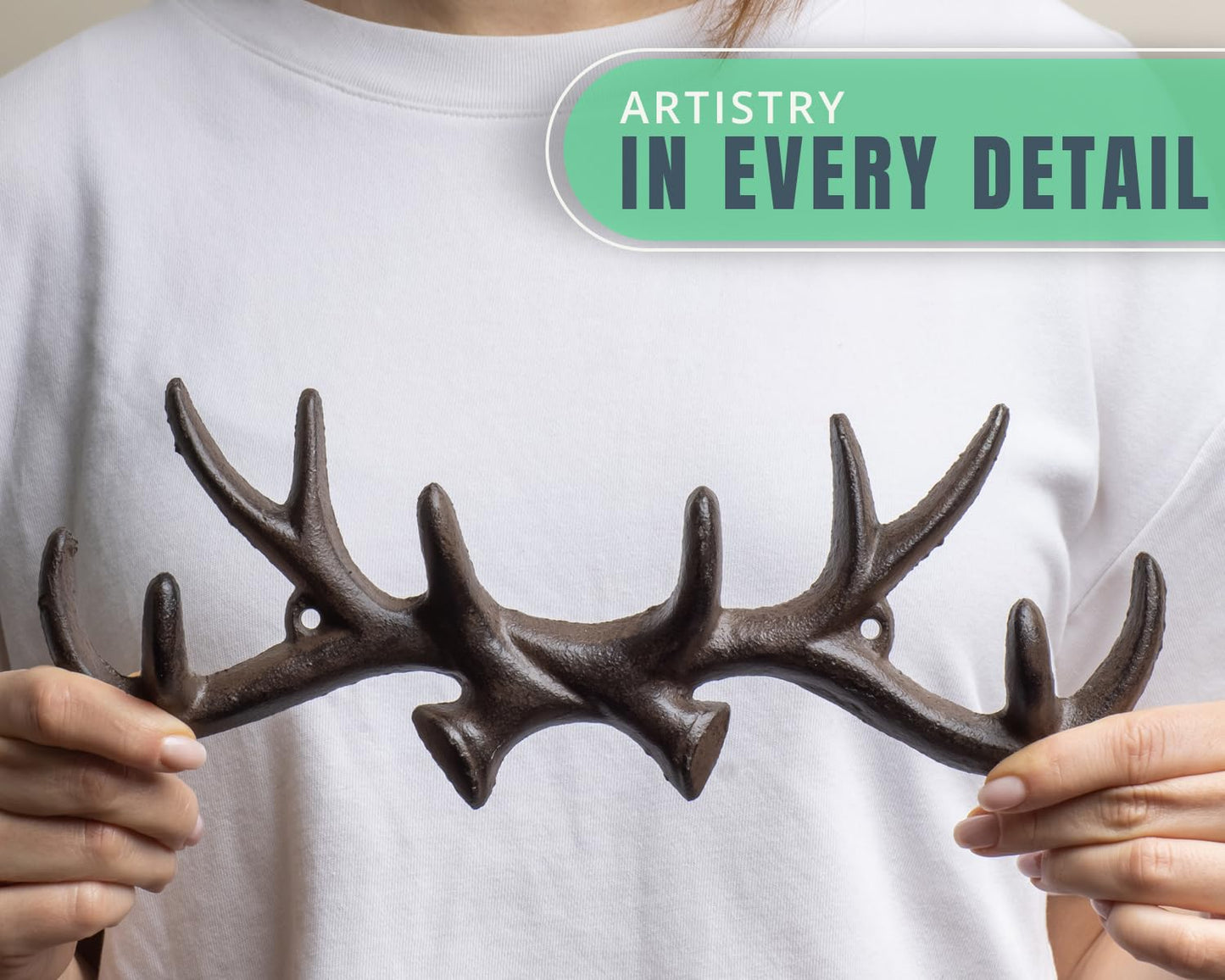 Comfify Rust Brown Cast Iron Deer Antlers Wall Hooks – Cabin Lodge Decor