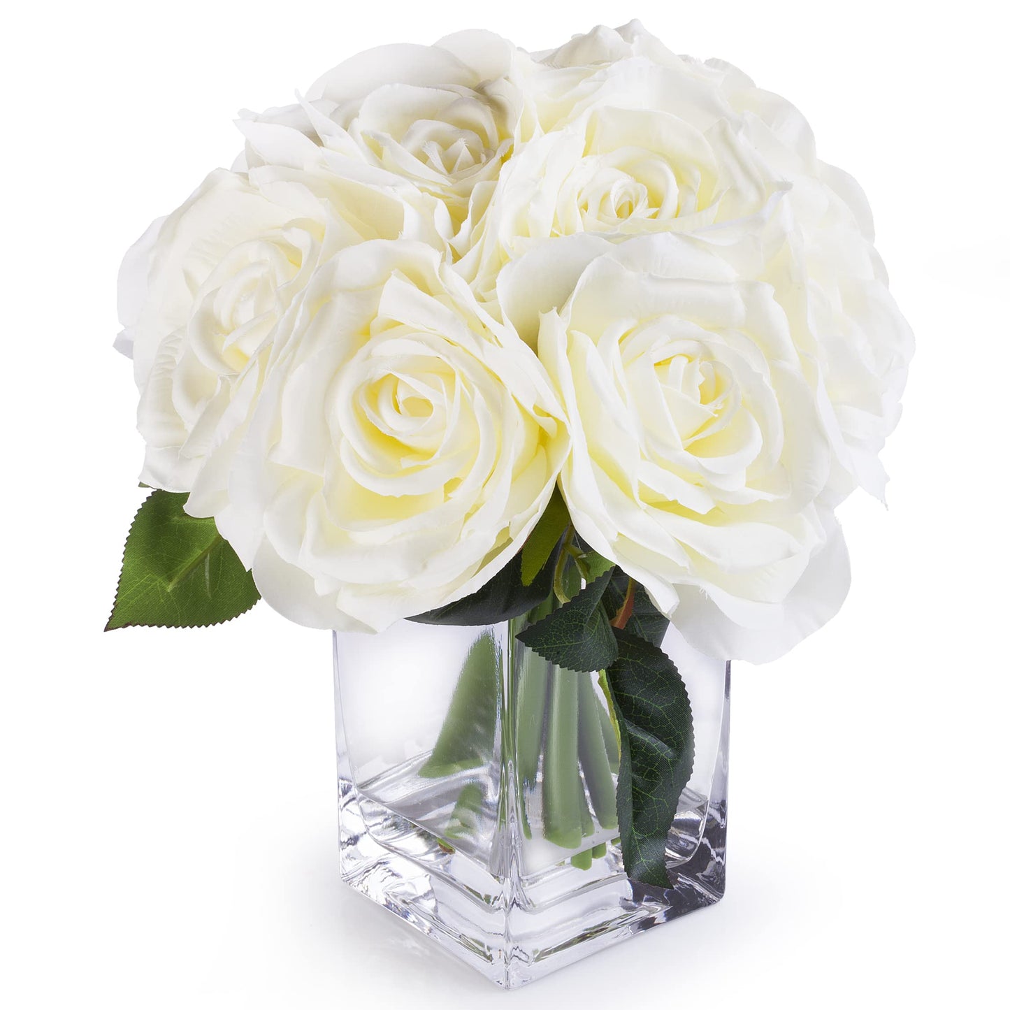 WGV Tall Square Vase Glass Block, Length 3", Height 6", Clear Bud Floral Container, Candle Holder, Planter Terrarium for Wedding Party Event, Home Office Decor, 1 Piece