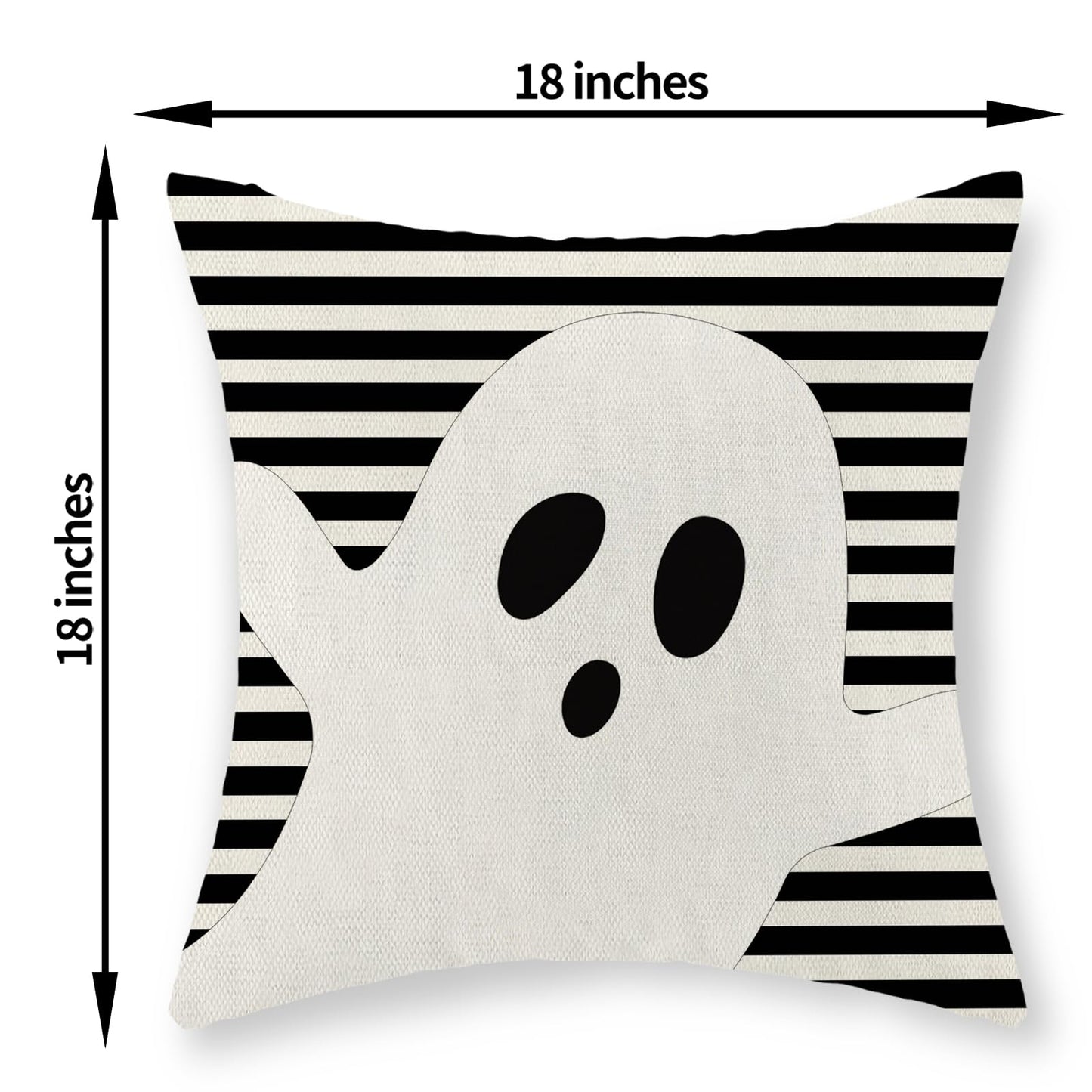 DAFENA Halloween Pillow Covers 18x18 Inch 2 Pcs Black Striped Cream Cute Spooky Ghost Fall Decor Throw Pillows Autumn Outdoor Seasonal Decoration Pillowcase Linen Cushion Cover for Couch Sofa