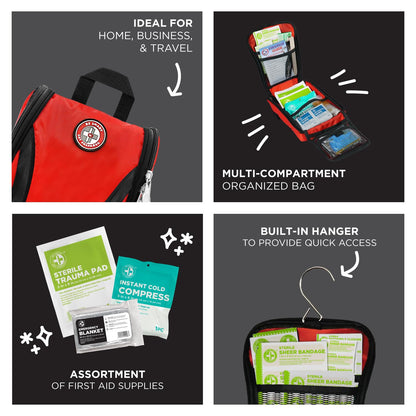 Be Smart Get Prepared's 330 Piece First Aid Kit: Clean, Treat, Protect Minor Cuts, Scrapes. Home, Office, Car, School, Business, Travel, Emergency, Survival, Hunting, Outdoor, Camping & Sports