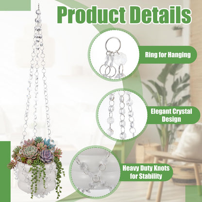 Sliner 3 Pack 24 Inch Crystal Beaded Plant Hanger Macrame Plant Hanger Decorative Hanging Planter Holder for Indoor Outdoor Boho Decor Wedding Home Garden