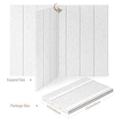 Lightomorrow Bulletin Board, 24 x 18 inches Felt Board Decorative Pin Board, 4' x 3' Cork Board Alternative for Wall, Foldable Photo Board with 20 Pushpins - White Stripes
