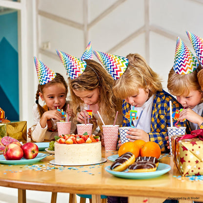 24 Pack Train Theme Shaped Straws - Reusable Plastic Straws with Cartoon Decoration - Kids Party Supplies - Birthday Party Favors with 2 Cleaning Brushes