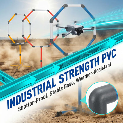 Drone Obstacle Course Kit with Drone Landing Pad, 3-Different Hoop Sizes for FPV RC Racing Game Loop Gates, Easy to Build & Carry Competition Set with Separate Storage Bag,for Kids & Adults