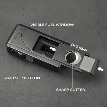All in One Triple Jet Flame Butane Torch Lighter Built-in Cutter, Cutter V Cut, Punch, Holder Function, Draw Enhancer Tool, Refillable Windproof Gas Lighter, Mens Gifts. Grey(Sold Without Gas) ﻿