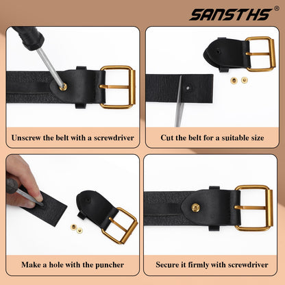 SANSTHS Belts for Women for Jeans Coats Dresses, Leather Belt Women with Classic Bronze Buckle, Brown L
