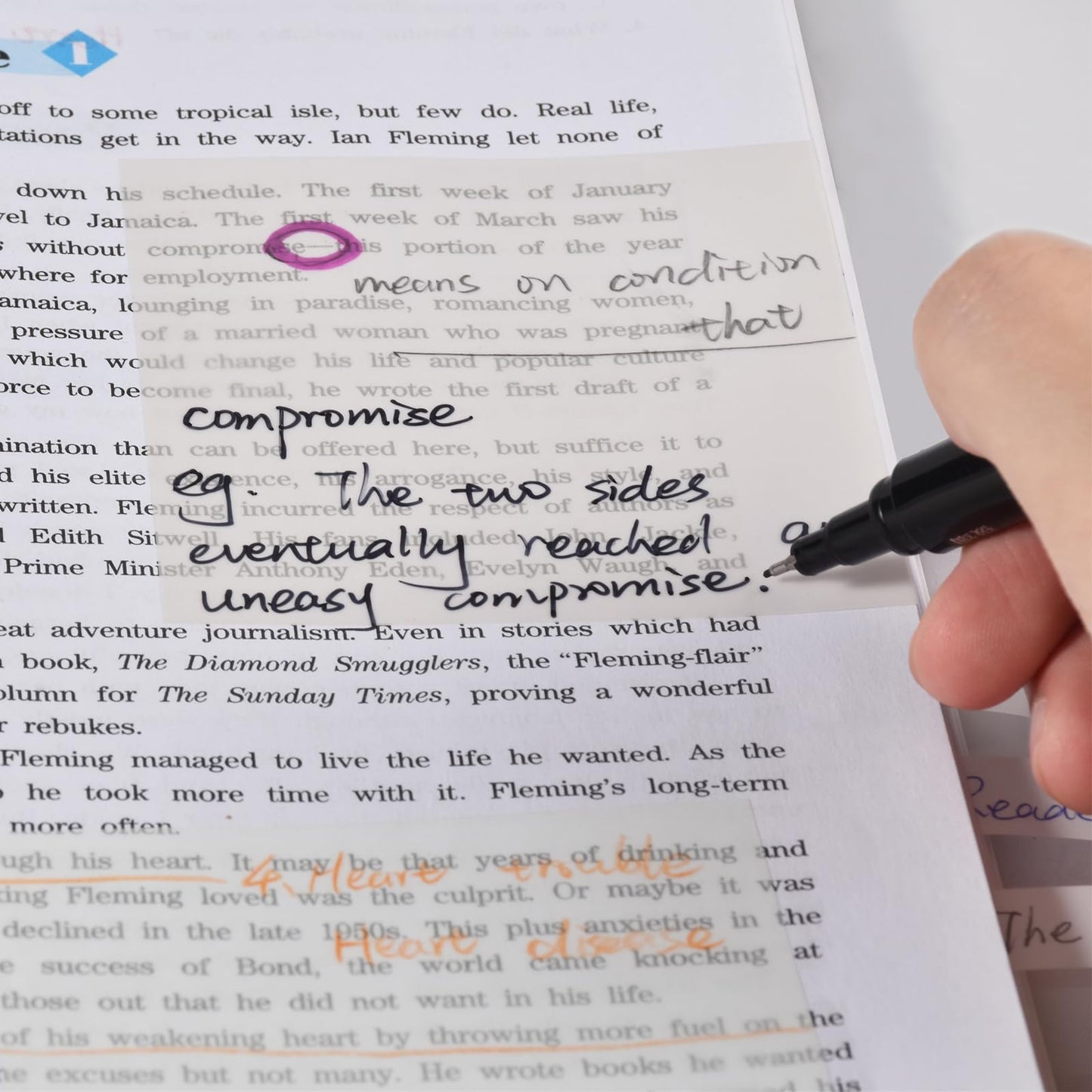 BAYTORY 1610 Sheets Transparent Sticky Notes with Highlighter Tape, Clear Waterproof 3 x 3 inch See Through Memo Pad, Self-Adhesive Translucent Writable Index Tabs for Annotating Books