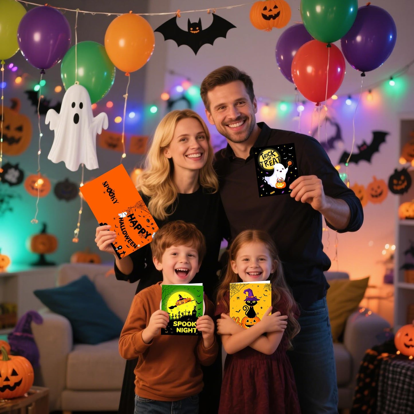 NEBURORA 30 Pack Halloween Greeting Cards with Envelopes and Stickers for Happy Halloween Party Favors Gifts Bag Fillers
