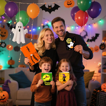 NEBURORA 30 Pack Halloween Greeting Cards with Envelopes and Stickers for Happy Halloween Party Favors Gifts Bag Fillers