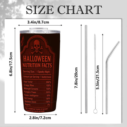 TWILFLNEX Halloween 20 Oz Tumbler With Straw Lid, Stainless Steel Insulated Travel Mug, Spooky Bats Haunted House Gothic Art, Pumpkin Skull, Car Cup Holder Friendly