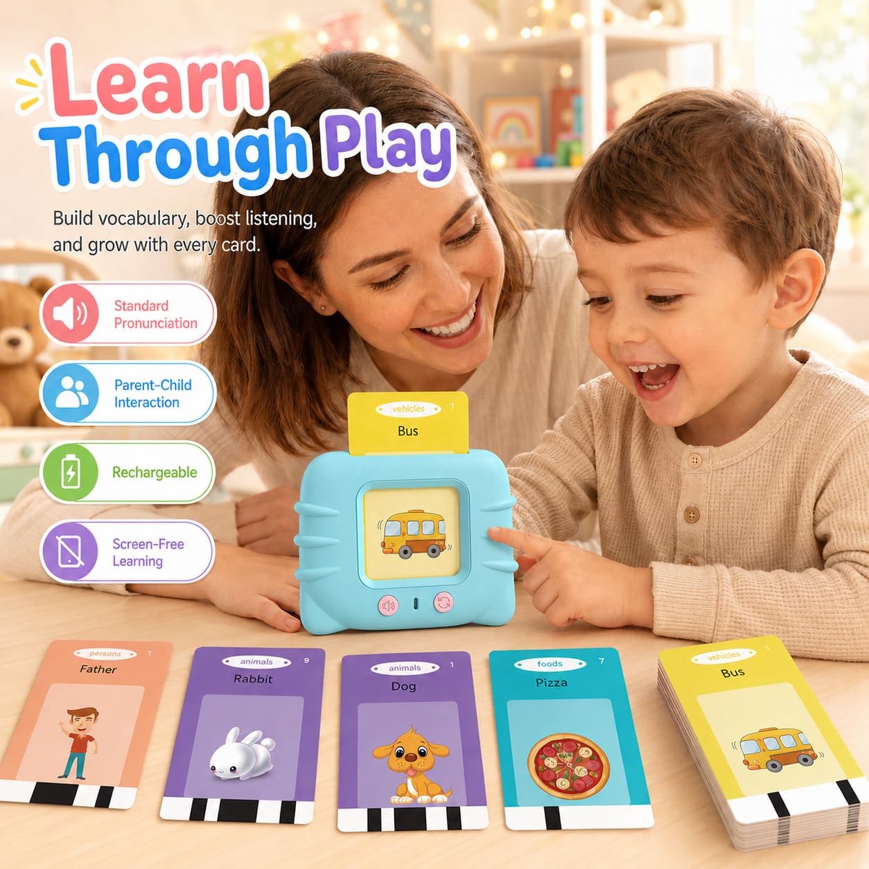 Talking Flash Cards for Toddlers 1 2 3 4 5 Year Olds, 224 Sight Words Montessori Language Learning Toys, Pocket Speech Therapy & Autism Sensory Toy, Educational Toddler Toys Gifts