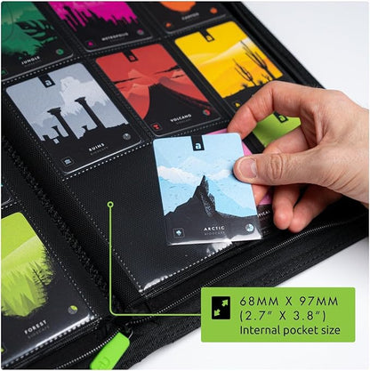 Vault X 9 Pocket Zip Binder, 360 Cards, Exo-Tec Material, 20 Side-Loading Pages (Yellow)
