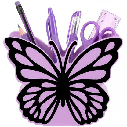 Tenceur Purple Butterfly Pen Holder for Desk Large Capacity Purple Pencil Holder School Supplies Desk Organizer Cute Butterfly Office Decor Makeup Brush Holders Back to School Gift for Girl Women