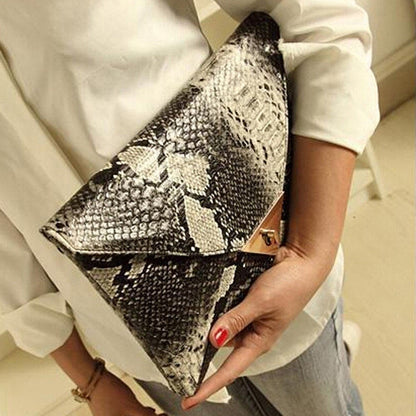 HYLong Women's Fashion Retro Snake Skin Envelope Bag Clutch Purse Evening Bag 1