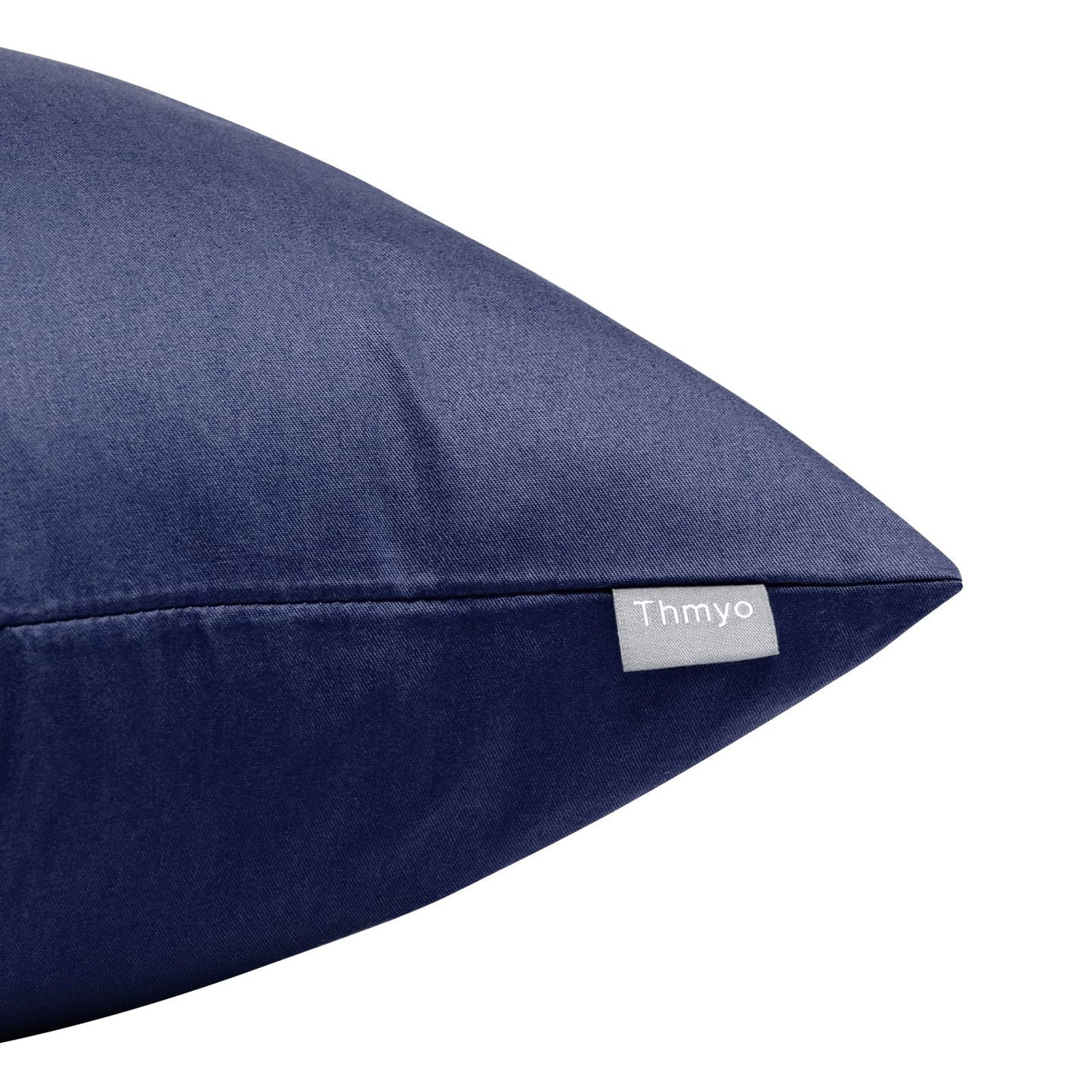 Thmyo 4-Pack 100% Cotton Comfortable Solid Decorative Throw Pillow Case Square Cushion Cover Pillowcase Sublimation Blank Pillow Covers Halloween DIY Throw Pillowcase(20x20inch/50x50cm,Dark Blue)