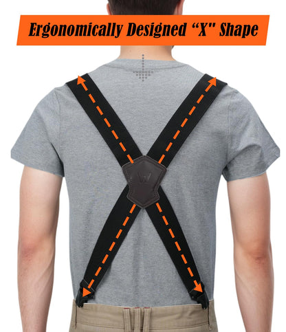WELKINLAND Ultralight Clip-on Suspenders, 2 Inch Suspenders for Men, Strong X-back Suspenders, Black Suspender Men, Work Suspender for Pants, Mens Suspender for Seniors