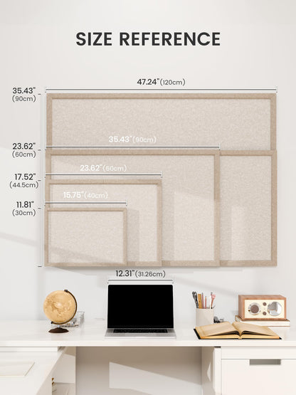 Fluxynara Foldable Cork Board Alternative, Felt Bulletin Board 23.6" x 17.5" Deep Camel Frame with 12 Adhesive Tabs, Pin Board for Home Office, Classroom, Entryway, Kitchen Wall Decor—Oatmeal