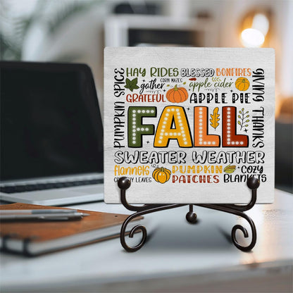 Halloween Fall Decor Wooden Signs Hello Fall Pumpkin Party Gifts, for Friends Child Coworker, Funny Halloween Birthday Christmas Wooden Sign Gift, 5 x 5 Inches-G04