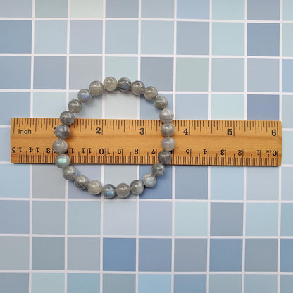chengmu 8mm Grey Moonstone Stretch Bracelet Round Stone Beads Semi Gemstone for Crystal Beaded Elastic Bracelet 7.5"