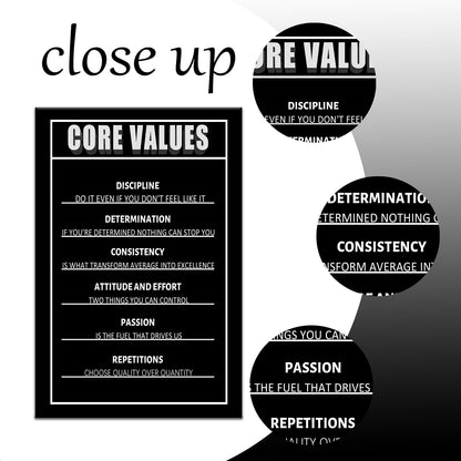 Inspirational Office Wall Art Core Values Motivational Poster for Home Decor Positive Quotes Wall Prints Encouragement Artwork Positive Sayings for Preppy Room Office Wall Decoration [12''Wx18''H]