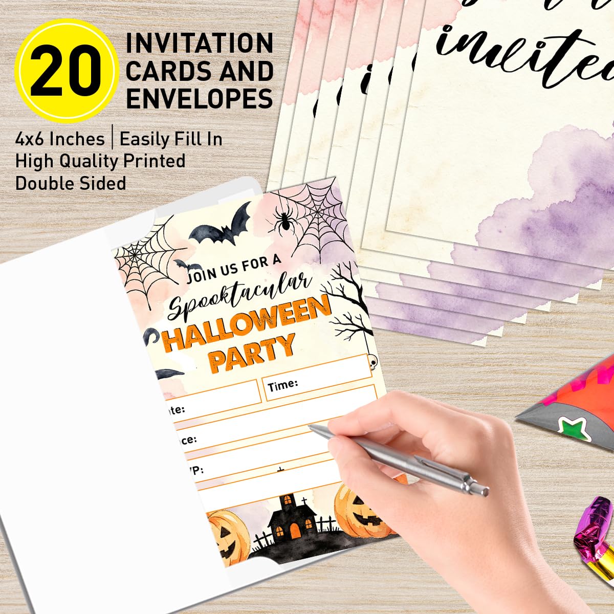 UDNADKEX Halloween Costume Party Invitations Set of 20, 4"x6" Invites Card