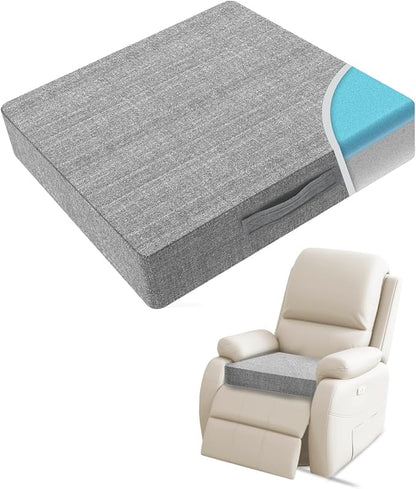 Recliner Cushion for Elderly 20x20in,Memory Foam Seat Cushion Soft and Comfy for Long Sitting on Recliner Chair,Couch,Armchair,or As Floor Pillow,Large Chair Pad (Medium Soft Grey, 4 in thickness)