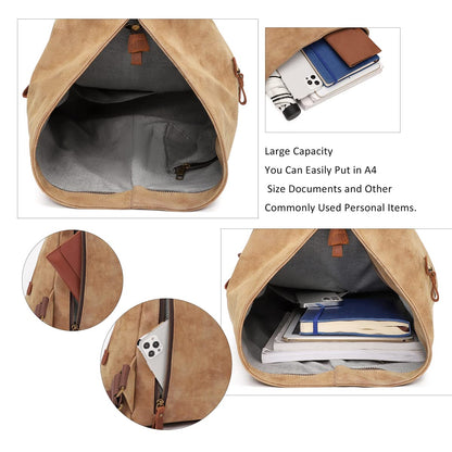 KL928 PU Leather Vintage Backpack – Large Casual Daypack Outdoor Travel Rucksack Hiking Backpacks for Men Women