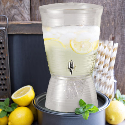 Tioncy 2 Pcs Acrylic Beverage Dispenser with Spigot 2.7 Gallon/ 10 l Clear Drink Water Dispenser Countertop with Detachable Base Iced Juice Container Unbreakable for Wedding Party