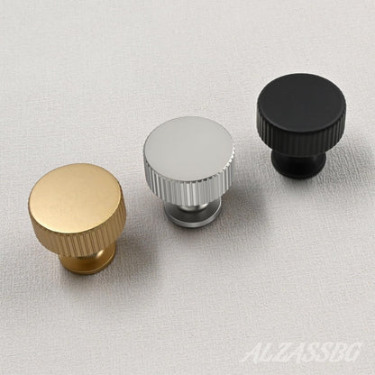 Alzassbg Matte Black Ribbed Round Cabinet Knobs 10 Pack, AL6095MB