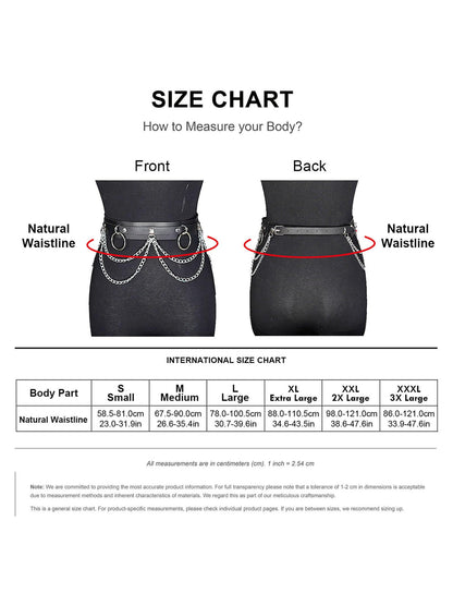 WARANDOD Goth Chain Belt - Black PU Leather Harness Belt for Women, Emo Punk Grunge Gothic Waist Belt with Chains, Rave Accessories for Alternative Fashion (Fit Waist 38.58-47.63in)